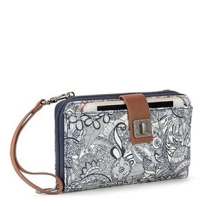 Sakroots Artist Circle Large Smartphone Wristlet Wallet in Navy Spirit Desert Ii